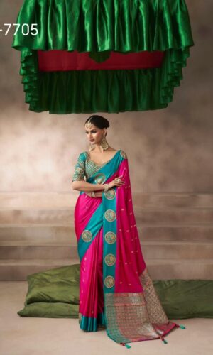Premium Kalki Silk Saree – Satin Silk Party Wear Saree for Women